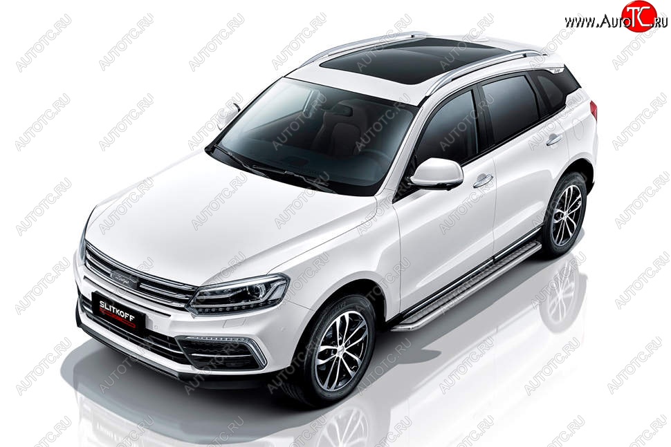 19 849 р. Защита порогов Slitkoff (с листом, d57 мм) Zotye Coupa B11F (2019-2021) (Нержавейка)  с доставкой в г. Краснодар