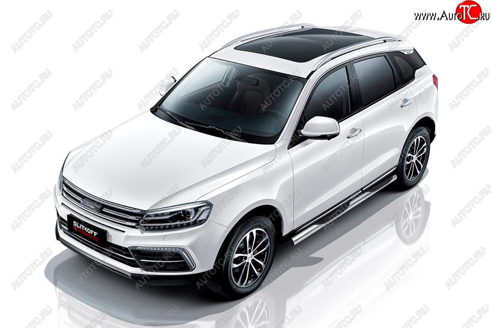 19 849 р. Защита порогов Slitkoff (d76 мм, с проступями)  Zotye Coupa  B11F (2019-2021) (Нержавейка, Полированная)  с доставкой в г. Краснодар