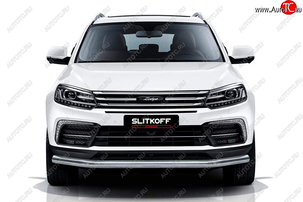 11 249 р. Защита переднего бампера Slitkoff (d57 мм)  Zotye Coupa  B11F (2019-2021) (Нержавейка, Полированная)  с доставкой в г. Краснодар