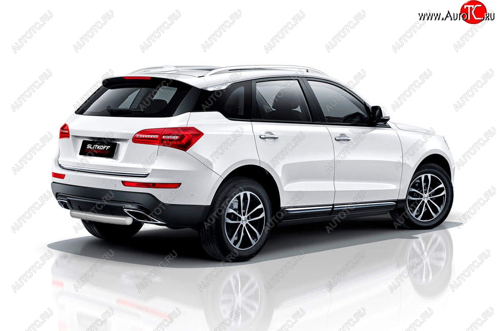 4 999 р. Защита заднего бампера Slitkoff (короткая, d57 мм)  Zotye Coupa  B11F (2019-2021) (Сталь с полимерным покрытием. Цвет: серебристый)  с доставкой в г. Краснодар